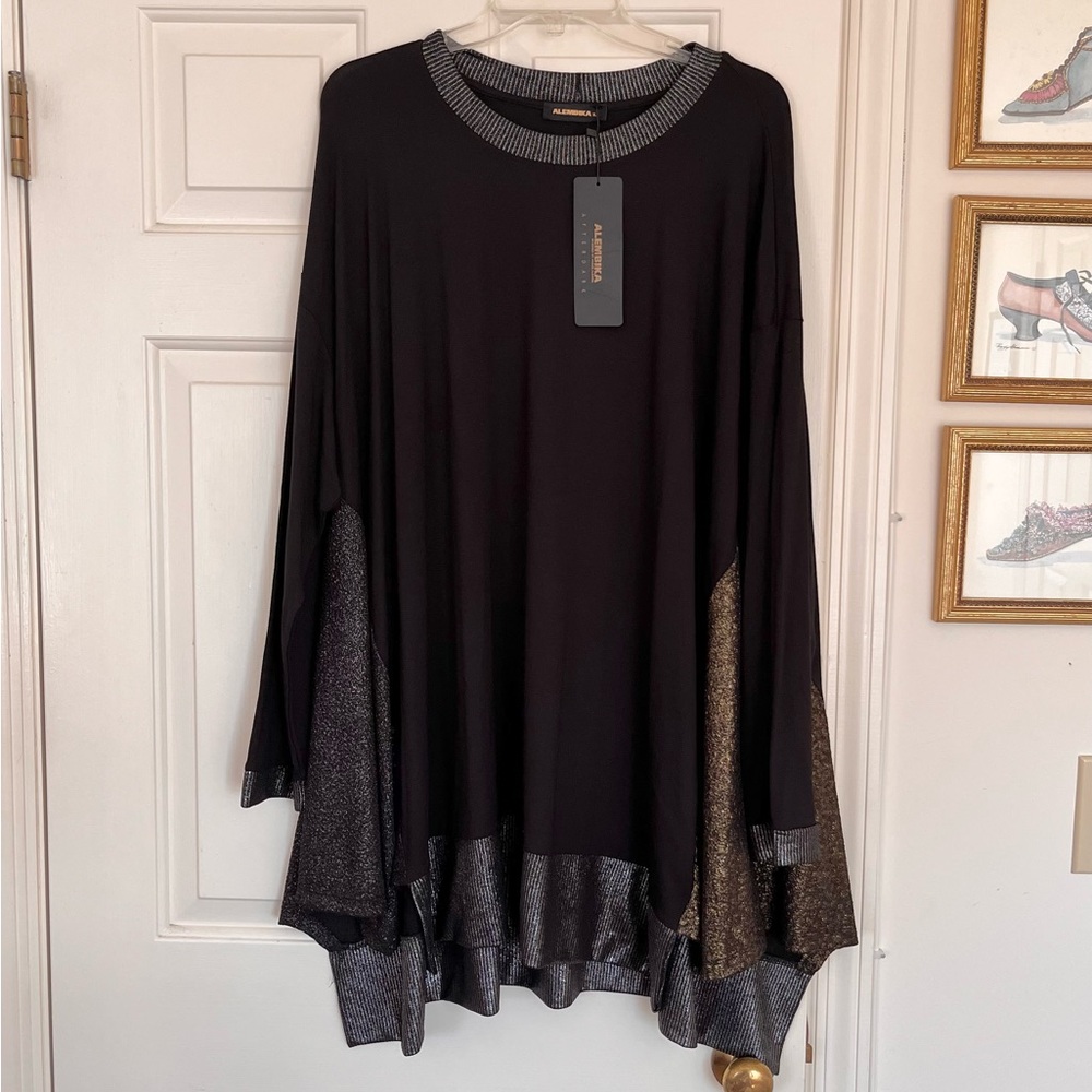 Alembika Mixed Metallic Tunic Top Size XL, NWT